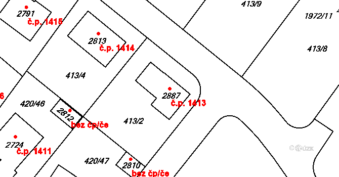 Blatná 1413 na parcele st. 2887 v KÚ Blatná, Katastrální mapa