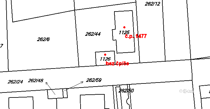 Rudná 80377211 na parcele st. 1126 v KÚ Hořelice, Katastrální mapa