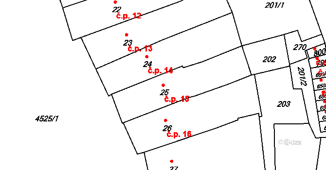 Počátky 15 na parcele st. 25 v KÚ Počátky, Katastrální mapa