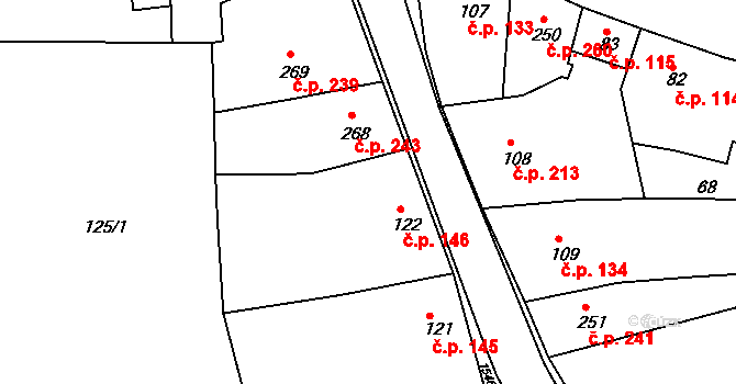 Nepomuk 146 na parcele st. 122 v KÚ Nepomuk, Katastrální mapa