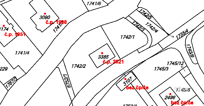 Kraslice 2021 na parcele st. 3385 v KÚ Kraslice, Katastrální mapa
