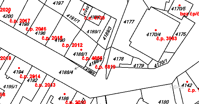 Jihlava 5819 na parcele st. 4188/2 v KÚ Jihlava, Katastrální mapa