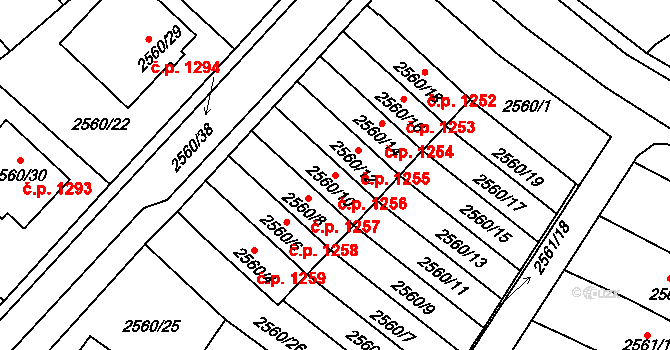 Kostelec nad Orlicí 1256 na parcele st. 2560/10 v KÚ Kostelec nad Orlicí, Katastrální mapa