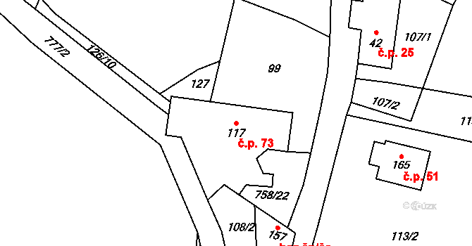 Peklo 73, Vamberk na parcele st. 117 v KÚ Peklo nad Zdobnicí, Katastrální mapa