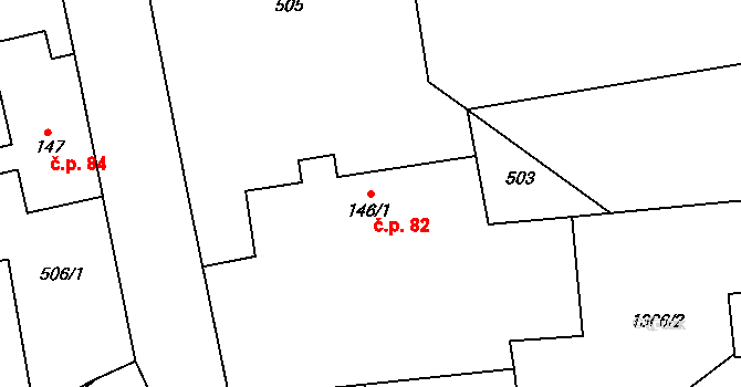 Dolní Lánov 82 na parcele st. 146/1 v KÚ Dolní Lánov, Katastrální mapa