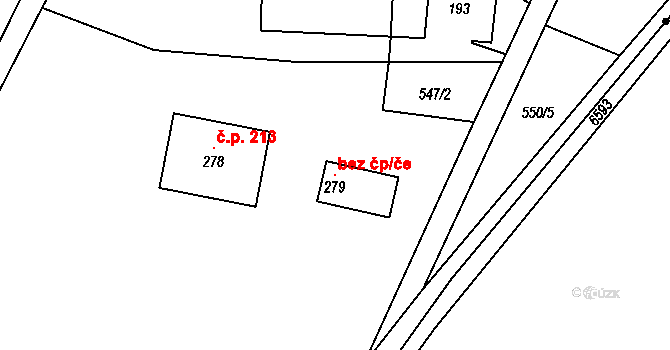 Kraslice 101039212 na parcele st. 279 v KÚ Zelená Hora u Kraslic, Katastrální mapa