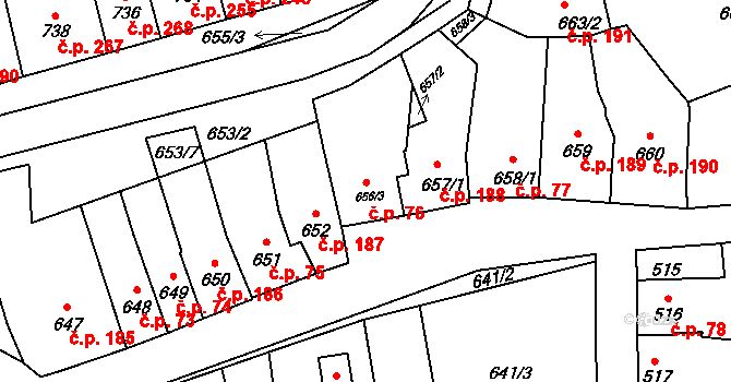 Morkovice 76, Morkovice-Slížany na parcele st. 656/3 v KÚ Morkovice, Katastrální mapa