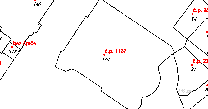 Kroměříž 1137 na parcele st. 144 v KÚ Kroměříž, Katastrální mapa
