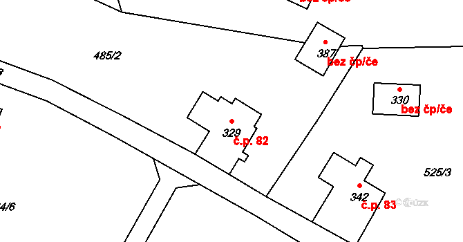 Jistebsko 82, Pěnčín na parcele st. 329 v KÚ Jistebsko, Katastrální mapa