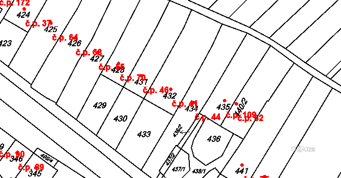 Babice u Rosic 41 na parcele st. 432 v KÚ Babice u Rosic, Katastrální mapa
