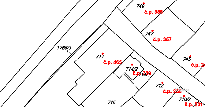 Vnorovy 465 na parcele st. 717 v KÚ Vnorovy, Katastrální mapa