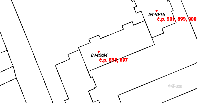 Kladno 897,898 na parcele st. 6440/34 v KÚ Kladno, Katastrální mapa