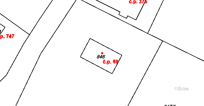 Krmelín 69 na parcele st. 846 v KÚ Krmelín, Katastrální mapa