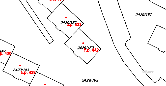 Dačice V 432, Dačice na parcele st. 2429/152 v KÚ Dačice, Katastrální mapa