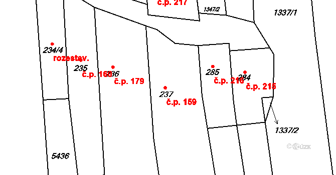 Podkozí 159, Chyňava na parcele st. 237/1 v KÚ Chyňava, Katastrální mapa
