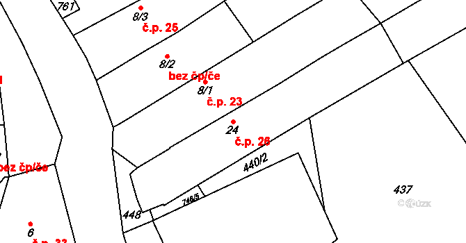 Krakořice 26, Šternberk na parcele st. 24 v KÚ Krakořice, Katastrální mapa