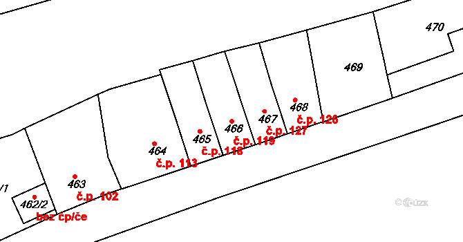 Neštěmice 119, Ústí nad Labem na parcele st. 466 v KÚ Neštěmice, Katastrální mapa