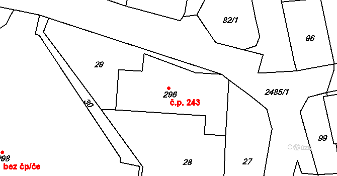 Česká Kamenice 243 na parcele st. 296 v KÚ Česká Kamenice, Katastrální mapa