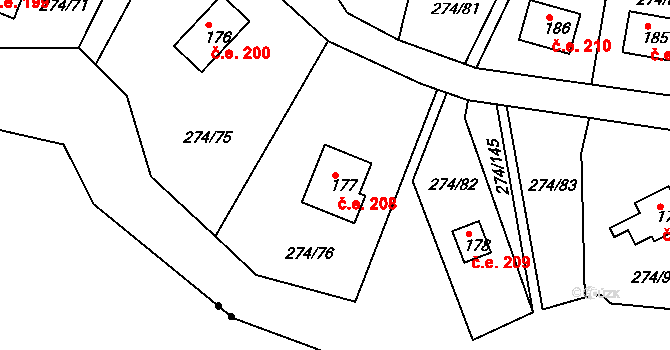 Skalka 208, Cheb na parcele st. 177 v KÚ Skalka u Chebu, Katastrální mapa