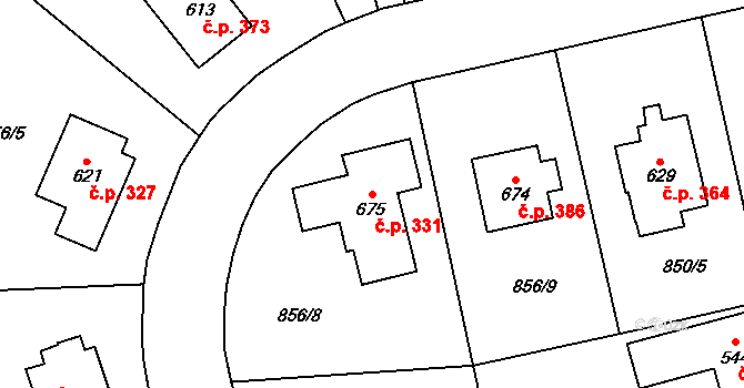Daliměřice 331, Turnov na parcele st. 675 v KÚ Daliměřice, Katastrální mapa