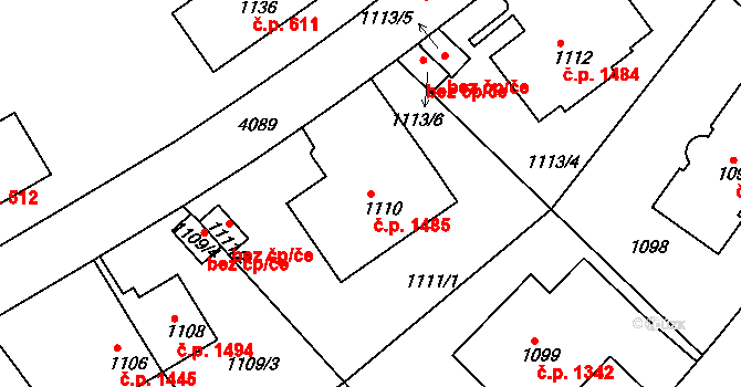 Dejvice 1485, Praha na parcele st. 1110 v KÚ Dejvice, Katastrální mapa