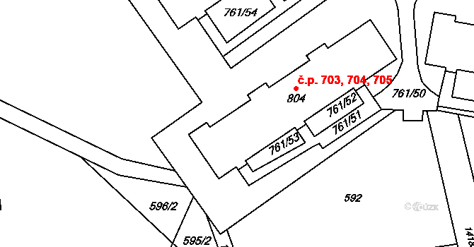 Chrastava 703,704,705 na parcele st. 804 v KÚ Chrastava I, Katastrální mapa