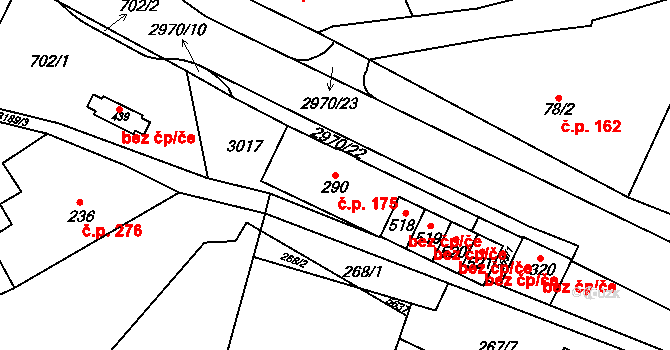 Chotěvice 175 na parcele st. 290 v KÚ Chotěvice, Katastrální mapa
