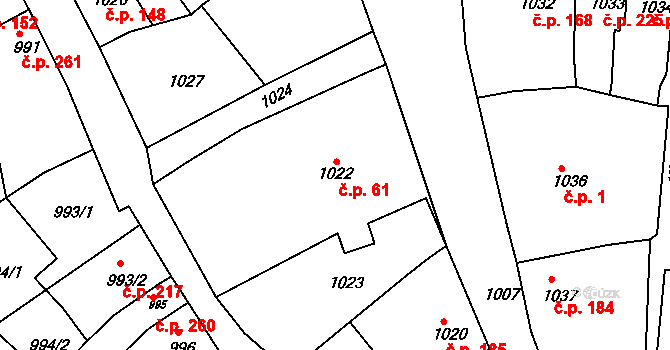 Kuřim 61 na parcele st. 1022 v KÚ Kuřim, Katastrální mapa