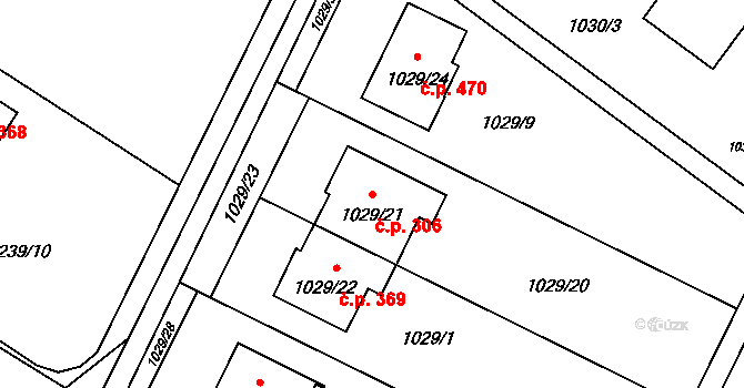 Křelov 306, Křelov-Břuchotín na parcele st. 1029/21 v KÚ Křelov, Katastrální mapa