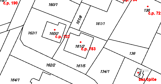 Výškovice 783, Ostrava na parcele st. 161/2 v KÚ Výškovice u Ostravy, Katastrální mapa