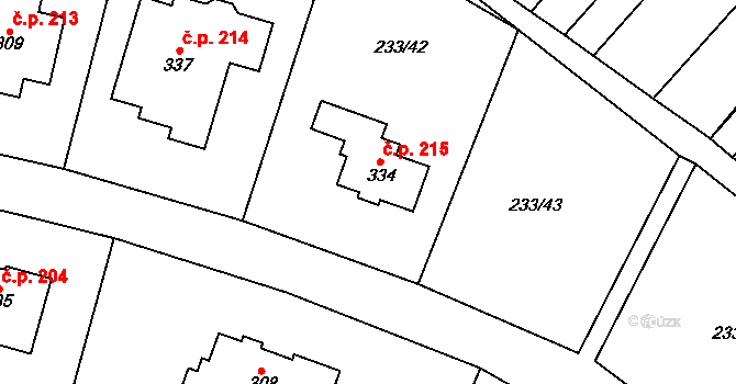 Slatinky 215 na parcele st. 334 v KÚ Slatinky, Katastrální mapa