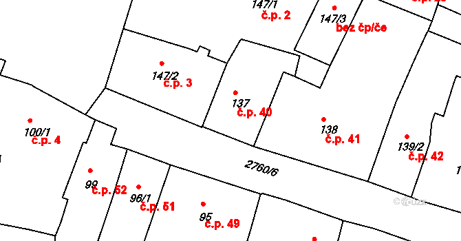 Horažďovice 40 na parcele st. 137 v KÚ Horažďovice, Katastrální mapa