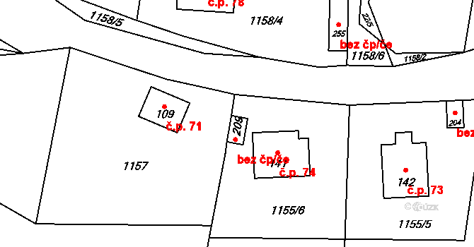 Buš 39585212 na parcele st. 209 v KÚ Buš, Katastrální mapa