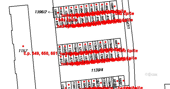 Svitavy 40151212 na parcele st. 1050 v KÚ Čtyřicet Lánů, Katastrální mapa