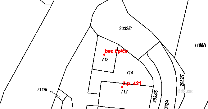 Bechyně 40909212 na parcele st. 713 v KÚ Bechyně, Katastrální mapa