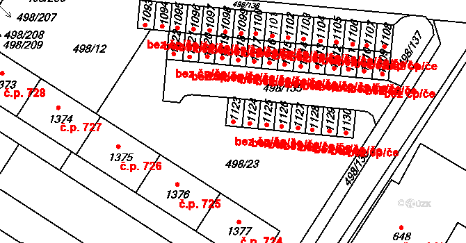 Znojmo 41644212 na parcele st. 1123 v KÚ Přímětice, Katastrální mapa