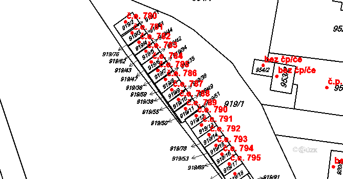 Pudlov 787, Bohumín na parcele st. 919/9 v KÚ Pudlov, Katastrální mapa