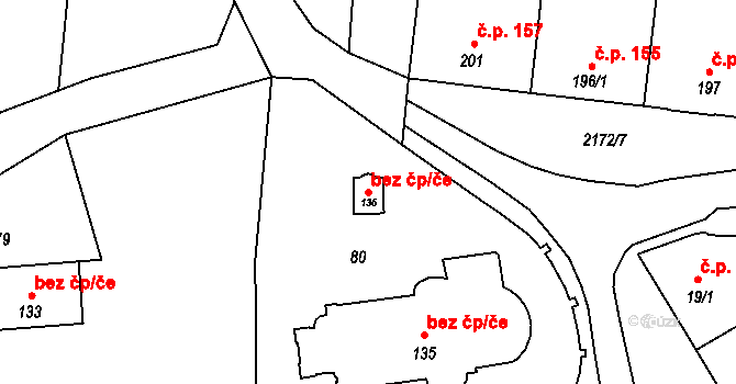 Litenčice 44983212 na parcele st. 136 v KÚ Litenčice, Katastrální mapa