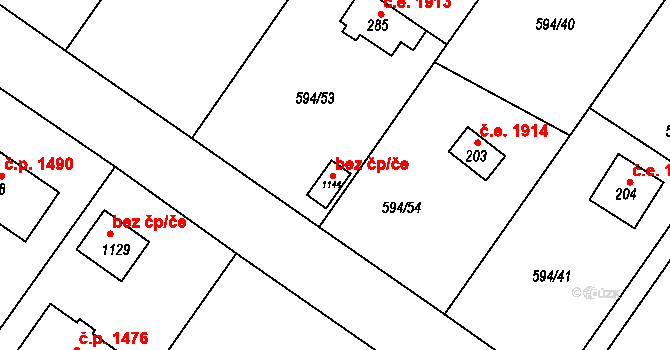 Kamenice 46140212 na parcele st. 1144 v KÚ Ládví, Katastrální mapa