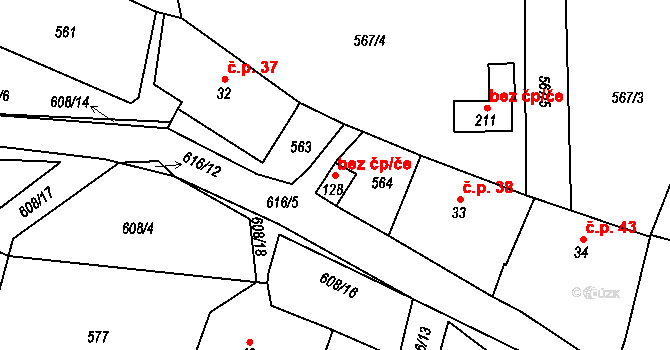 Bohumilice 46157212 na parcele st. 128 v KÚ Bohumilice v Čechách, Katastrální mapa
