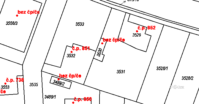Praha 46846212 na parcele st. 3530 v KÚ Újezd nad Lesy, Katastrální mapa
