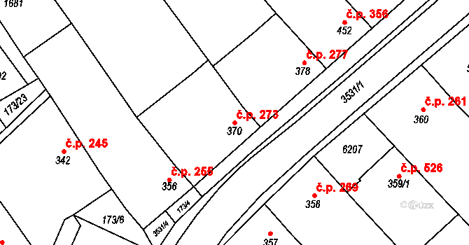 Březolupy 273 na parcele st. 370 v KÚ Březolupy, Katastrální mapa