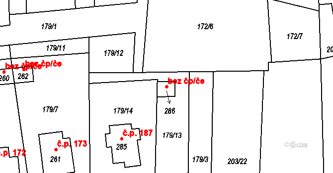 Liběšice 47633212 na parcele st. 286 v KÚ Liběšice u Litoměřic, Katastrální mapa