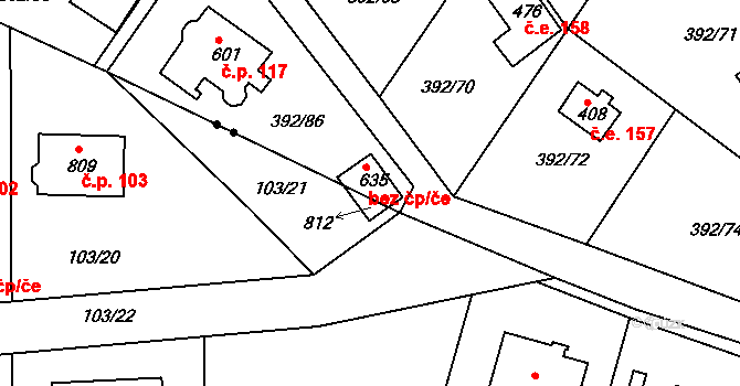 Zdiby 47899212 na parcele st. 635 v KÚ Zdiby, Katastrální mapa