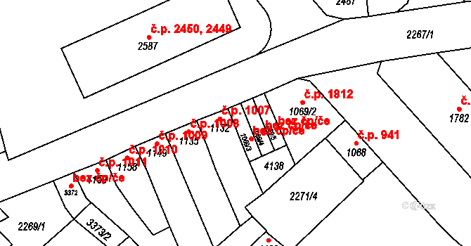 Aš 48576212 na parcele st. 1069/3 v KÚ Aš, Katastrální mapa