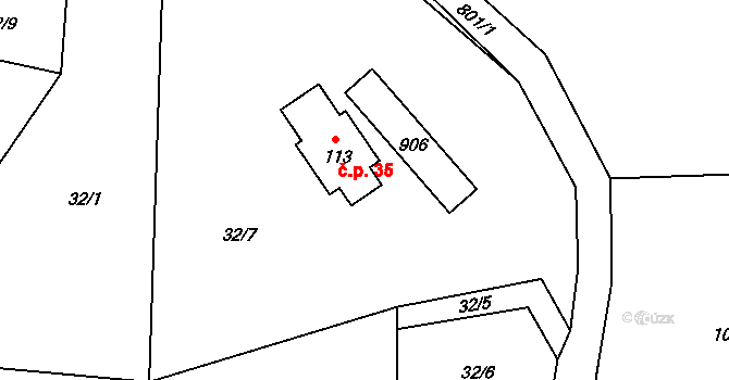 Výškovice 35, Vimperk na parcele st. 113 v KÚ Výškovice u Vimperka, Katastrální mapa