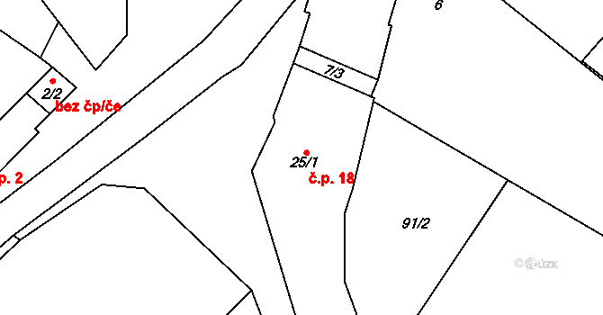 Noutonice 18, Lichoceves na parcele st. 25/1 v KÚ Noutonice, Katastrální mapa