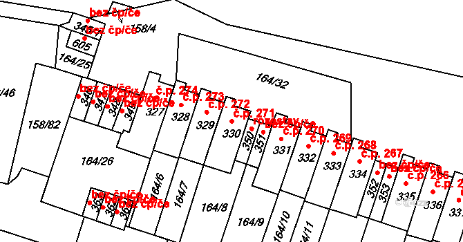 Středokluky 271 na parcele st. 330 v KÚ Středokluky, Katastrální mapa