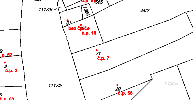 Vranovice 7, Břasy na parcele st. 71 v KÚ Vranovice u Břas, Katastrální mapa