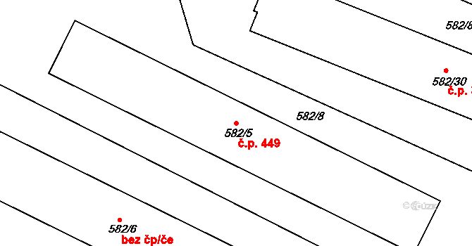 Chotíkov 449 na parcele st. 582/5 v KÚ Chotíkov, Katastrální mapa